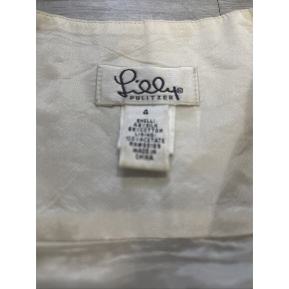 Lilly Pulitzer Silk Skirt Womens 4 Black White Floral Lined A Line Flare Mini - Picture 2 of 8